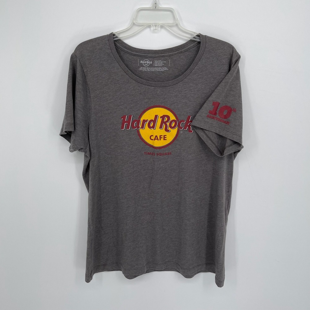 Hard Rock Cafe Women's Gray Times Square 10th Anniversary‎ T-Shirt Size XXL 2XL